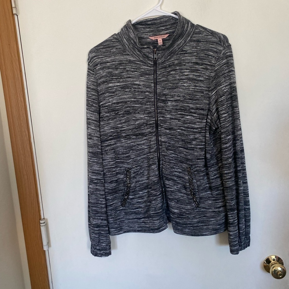 Just juicy couture size medium zip up to gray jacket with detail on pockets